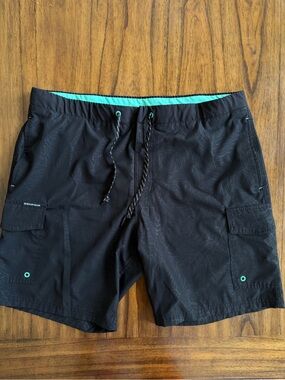 ZeroXposur Black Swim Board Shorts with Teal Accent XL. J013